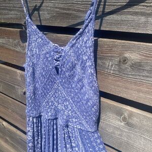 Blue Floral Spaghetti Strap Dress